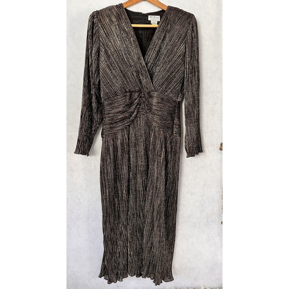 Y2K VTG Metallic Dress Black & Gold Donald Curtis Woman's Sz 12